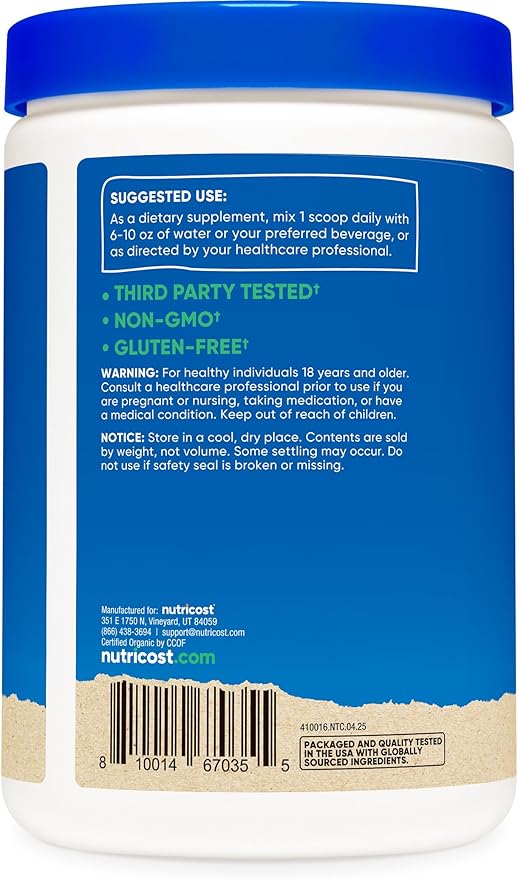 Nutricost 100% Organic Chaga Mushroom Powder 8oz (227 Servings) - Certified USDA Organic Gluten Free &amp Non-GMO
