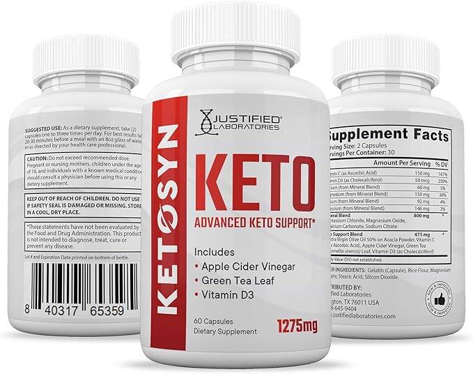 (3 Pack) Ketosyn Keto ACV Pills 1275MG Keto Support Blend Capsule Alternative to Keto ACV Gummies Formulated with Apple Cider Vinegar Extra Virgin Olive Oil Powder Green Tea Leaf 180 Capsules