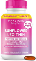 Pink Stork Sunflower Lecithin Supplement - 1200 mg for Clogged Milk Ducts - Breastfeeding Essentials for Postpartum Moms - Supports Breast Milk Flow - 60 Softgels