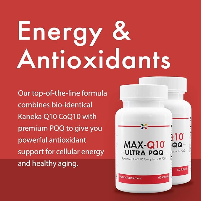 Stop Aging Now - MAX-Q10 ULTRA CoQ10 with BioPQQ - Advanced CoQ10 Complex with PQQ - 60 Softgels