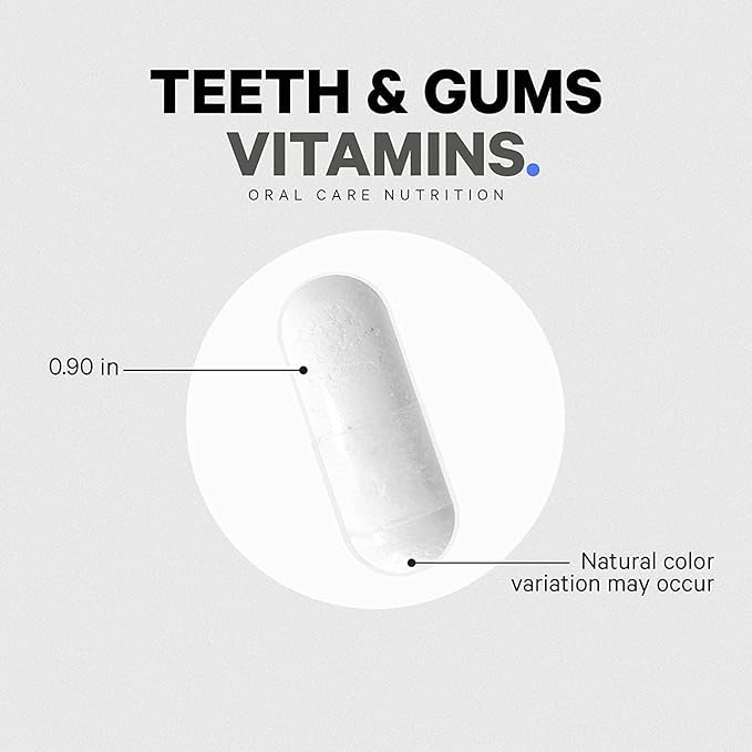 Codeage Teeth &amp Gums Vitamins + Oral Probiotics Supplement for Mouth - Whole Food Calcium Collagen Potassium Vitamin C D3 K2 Zinc – Oral Care &amp Dental Multivitamin Supplements - 2 Pack