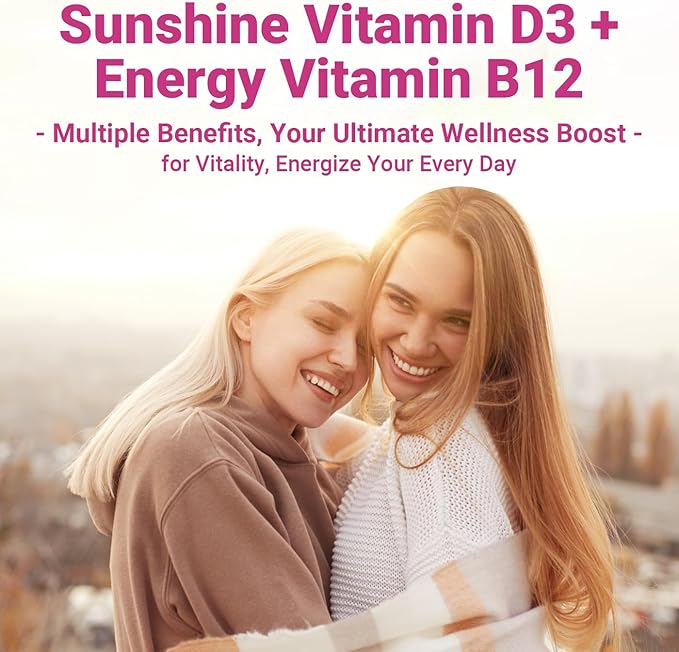 Vitamin D3 B12 Gummies Vitamin D3 10000 IU &amp Methylated B12 500mcg for Adults D3 B12 Vitamin Supplement with Ashwagandha Magnesium Vitamin K2 for Immune &amp Energy Support