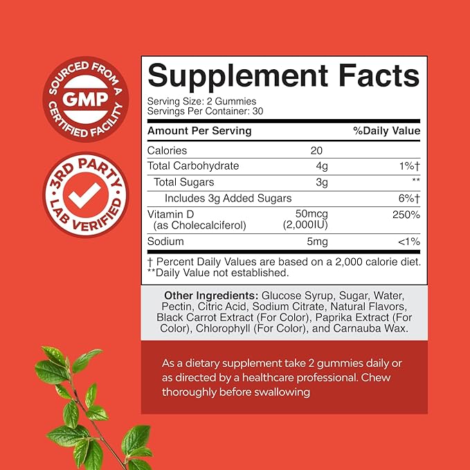 Bundle of Vitamin D3 Gummies for Daily Wellness with 2000IU per Serving Bone Muscle &amp Immune Support and Kids DHA Omega 3 Gummies - Fatty Acids Omega 3 6 9 for Brain Immune Strength &amp Vision