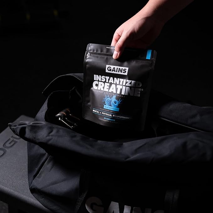 Gains in Bulk Instantized Creatine Monohydrate for Men &amp Women Soluble Pre Workout Powder Supports Muscle Building Strength and Performance Bodybuilding Supplements Blue Raspberry 30 Serving