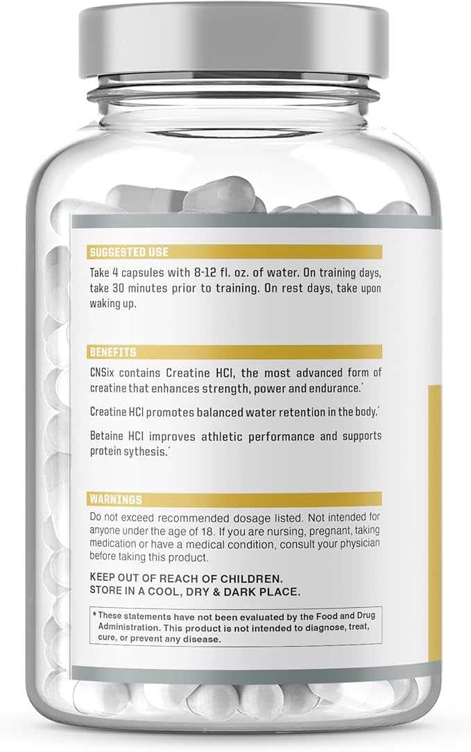NutraOne CNSix Creatine Capsules Creatine HCL to Help Build Lean Muscle* (600mg - 200 Capsules)