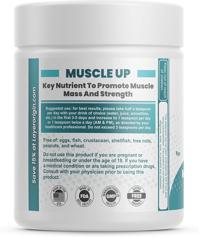 Layer Origin 6'-Sialyllactose (6'-SL HMO) for Muscle Health GNE Strength &amp Performance Support – Fast Recovery Reduced Fatigue 3000 mg per Serving 60 Servings