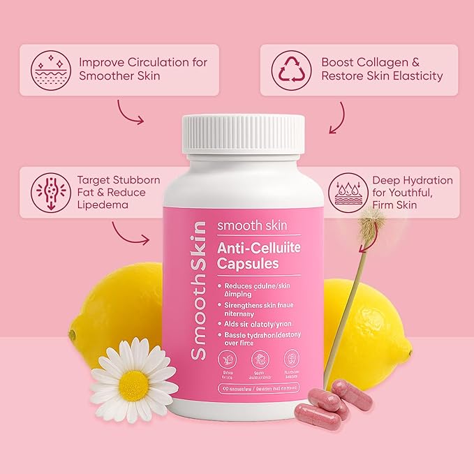 Smooth Skin &amp Circulation Support Capsules Plant-Based Dietary Supplement Helps Reduce Appearance of Cellulite Supports Skin Elasticity 60 Vegan Capsules Gluten-Free Sugar-Free