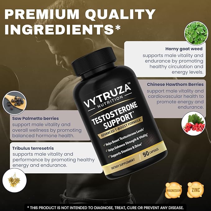 Nutrition Advanced T-Boost Formula Test Support Capsules Premium Ingredients Energy Strength Support Supplement for Men 90 Capsules