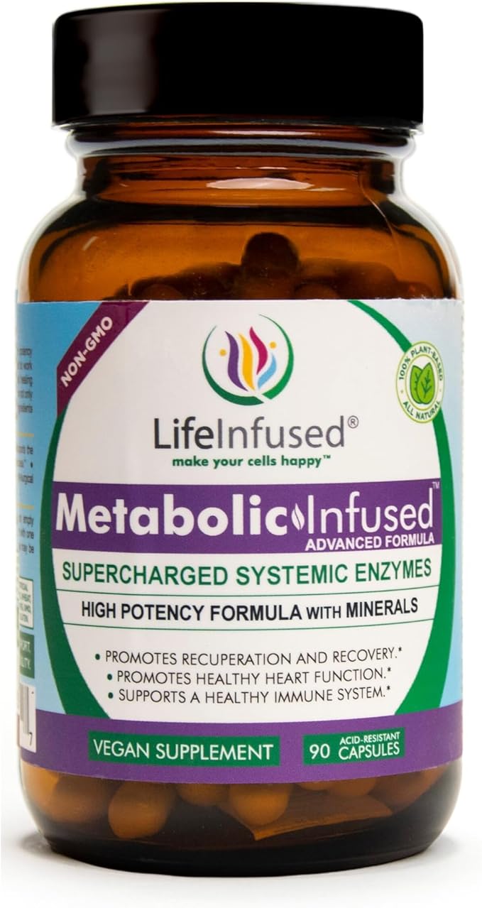 Life Infused Metabolic Enzymes – Systemic Enzyme Supplement with Serrapeptase Nattokinase Bromelain &amp Protease Blend – 72 Trace Minerals – Immune &amp Circulation Support – Vegan Non-GMO – 90