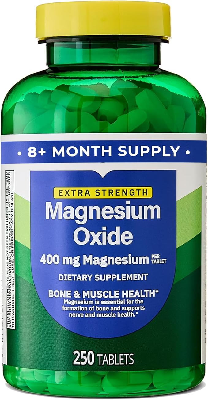 Magnesium Oxide 400mg Supplement for Bone Muscle &amp Heart Health – Extra Strength Magnesium Tablets – 250 Count 8+ Month Supply + Better Idea Sticker with Full Guide Access