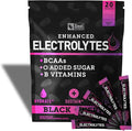 Enhanced Electrolyte Powder Stick Packs (Black Cherry | 20 Packets) w/ 0 Sugar +BCAAs +B-Vitamins Electrolyte Supplement w Potassium Zinc &amp Magnesium for Hydration - Keto Electrolytes