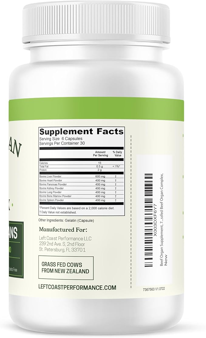 Left Coast Performance Beef Organ Supplements from New Zealand - Supports Women's Overall Energy &amp Health - Non-GMO No Fillers Hormone &amp Antibiotic Free