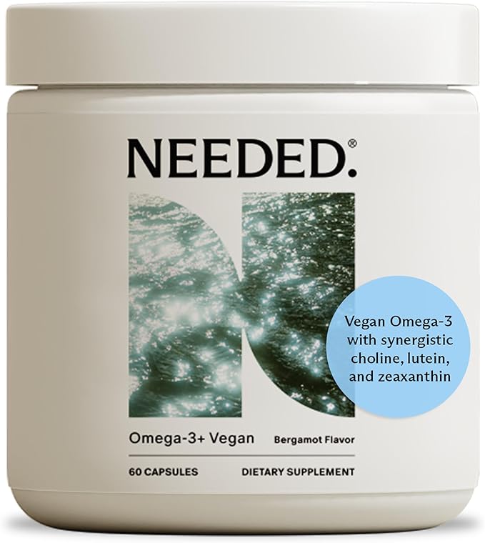 Needed. Prenatal Omega-3 - High Potency Dose of Sustainably Sourced Fish Oil Bergamot Flavor 1000mg DHA 1000mg EPA Encased in a Gelatin-Free Plant-Based Softgel Shell 30-Day Supply