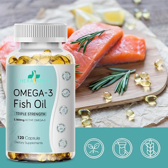 Triple Strength Wild Alaskan Fish Oil Omega-3 2500mg EPA 1300mg + DHA 1200mg Supplement for Heart and Joint Health 2 Month Supply 120 Softgels
