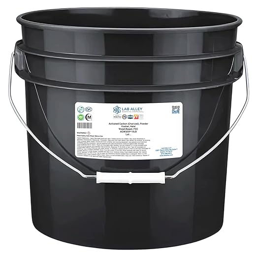 Lab Alley Activated Charcoal Powder Food Grade Kosher Certified Halal Wood Based Ideal for Water &amp Air Filtration Detoxifying Skincare Products and Odor Control (10 Pounds)