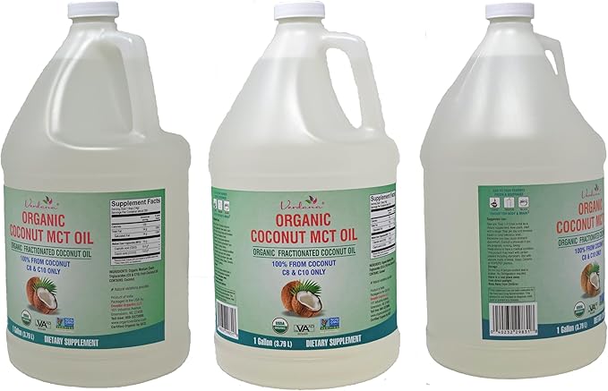 Verdana USDA Certified Organic Coconut MCT Oil –Fractionated Coconut Oil – No Palm Kernel Used – Kosher Food Grade Non-GMO – Great for Keto and Paleo Diets – 1Gallon