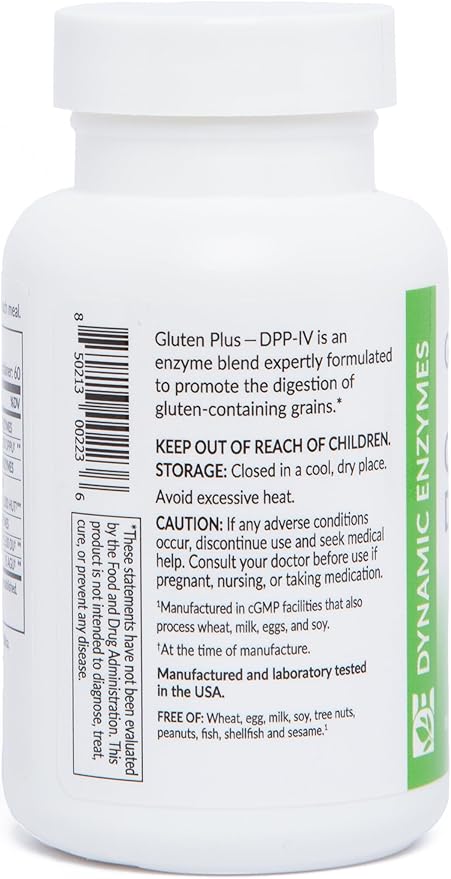 Gluten Plus Advanced Digestive Enzymes – DPP-IV Enzyme Complex for Gluten &amp Casein Digestion – Helps Digest Wheat Barley &amp Rye – Supports Digestive Comfort – 60 Veg Capsules