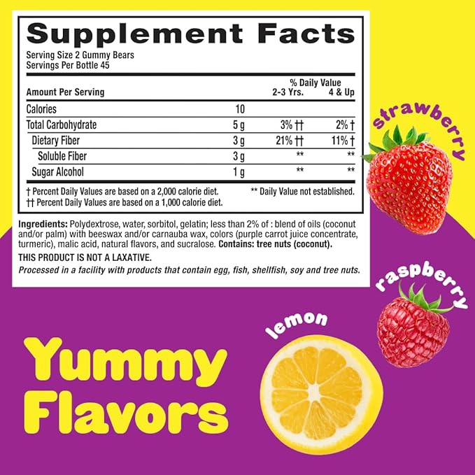 L’il Critters Fiber Daily Gummy Supplement for Kids for Digestive Support &amp Vitafusion Fiber Well Sugar Free Fiber Supplement Peach Strawberry and BlackBerry Flavored Supplements 90 Count
