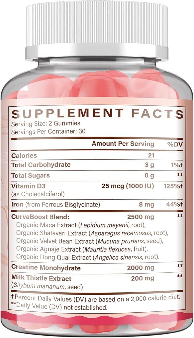 Booty Gummies Zero Sugar Vegan Peach Flavor - 60 Counts