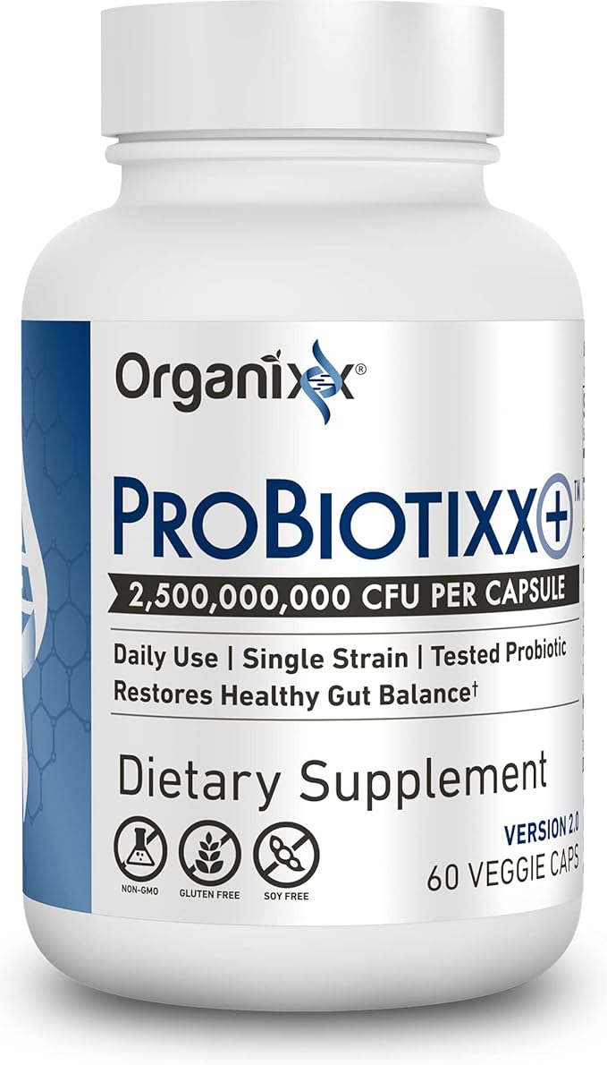 Organixx ProBiotixx+ Probiotic Supplement Daily Probiotics for Women &amp Men For Digestive Health Gut Health Immune Support 2.5 Billion CFU Gluten Free Non GMO Shelf Stable 60 Vegetarian Caps