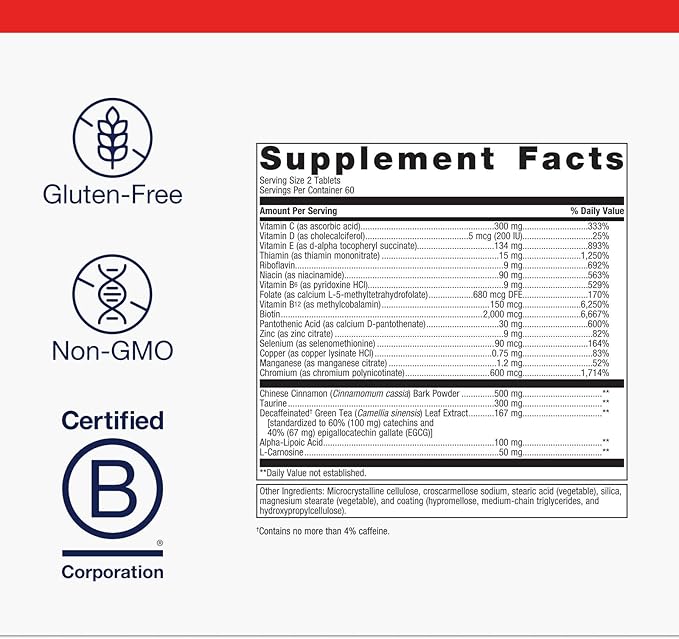 Metagenics MetaGlycemX - 100 mg Alpha-Lipoic Acid - Supports Carbohydrate Metabolism* - Antioxidant Support* - with Green Tea Extract - Non-GMO &amp Gluten-Free - 120 Count