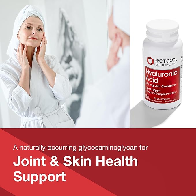 PROTOCOL FOR LIFE BALANCE Hyaluronic Acid - 100mg Hyaluronic Acid - Skin &amp Joint Support - Eye Support Supplement - Non-GMO &amp Kosher - 60 Veg Caps
