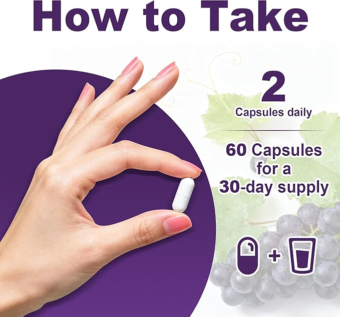 HEONSUMLY Grape Seed Extract 1200mg Powerful Antioxidant Support Non-GMO Gluten-Free 60 Capsules