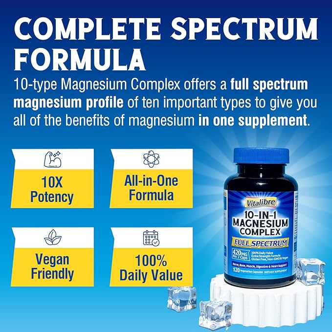 Vitalibre Women's Probiotics 100 Billion CFU &amp Magnesium Complex Supplement 10-in-1 420mg