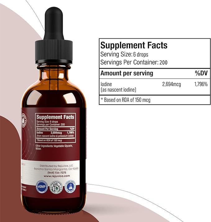 Active Iodine - Nascent Iodine Drops - Liquid Delivery for Better Absorption - Supports Healthy Energy Vitality &amp Iodine Levels