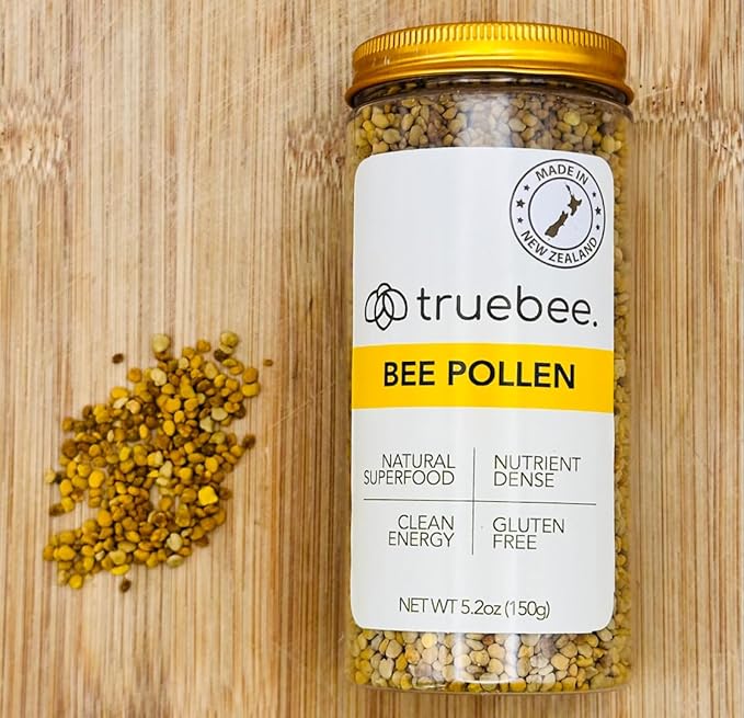 truebee Bee Pollen Granules 5.2 oz - Made in New Zealand 100% Raw Superfood with Natural Vitamins Enzymes B Vitamins Amino Acids &amp Protein – Paleo &amp Keto Friendly Gluten-Free