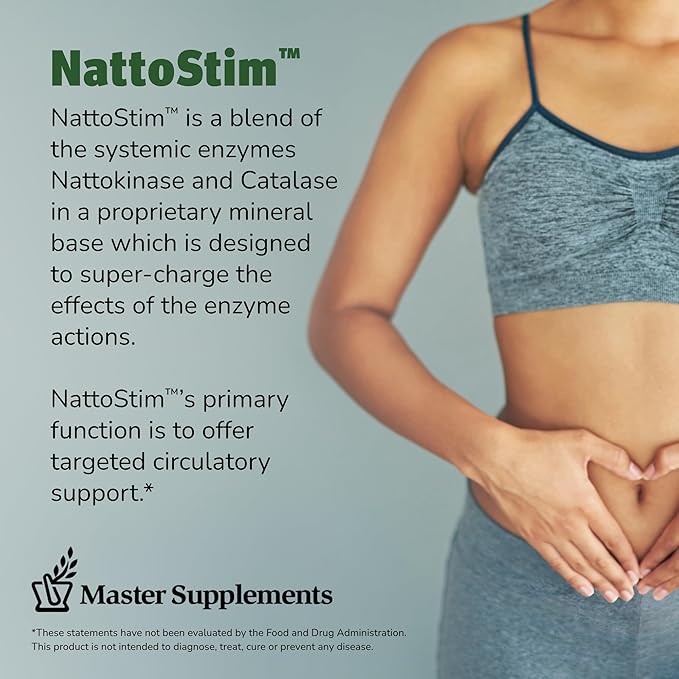 Master Supplements NattoStim - 30 Delayed Release Vegetable Capsules - Circulatory &amp Immune Support - Vegan Gluten Free - 30 Servings