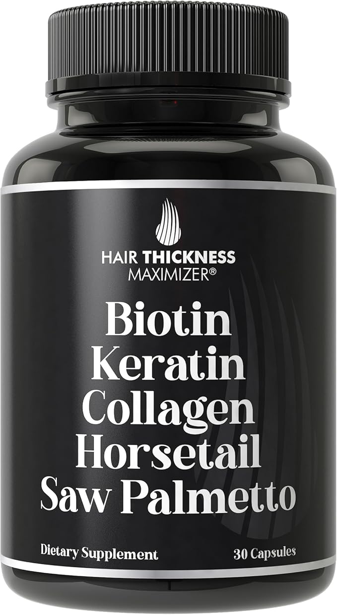 Biotin (5000mcg) Keratin Collagen Horsetail Saw Palmetto – 5-in-1 Hair Growth Supplement &amp Vitamins for Women &amp Men DHT Blocker Capsules for Thinning - Hair Growth Vitamins