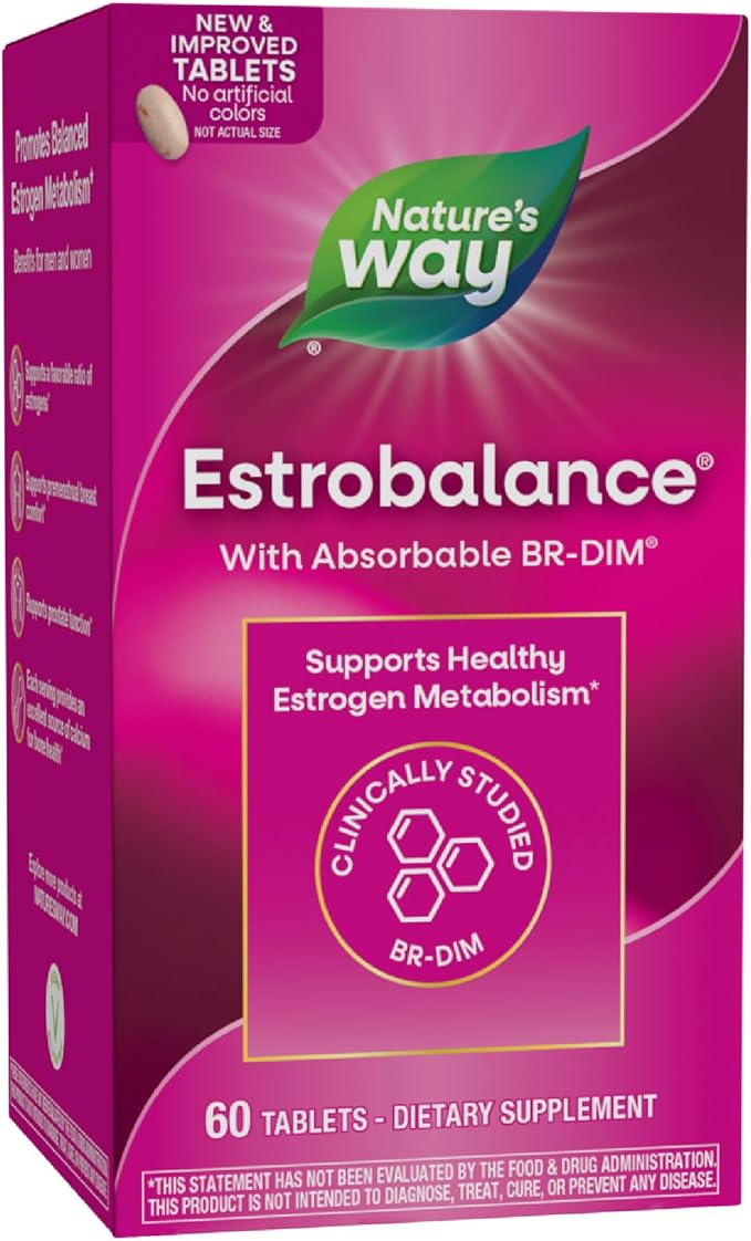 Nature's Way Estrobalance Absorbable BR-DIM Supports Healthy Estrogen Metabolism* Vegan Gluten Free 60 Tablets (Packaging May Vary)