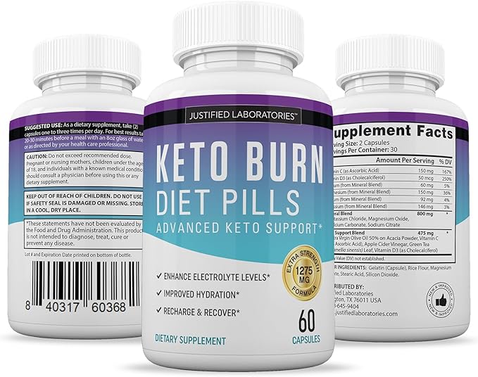 (10 Pack) Keto Burn Diet Pills 1275MG New &amp Improved Formula Contains Apple Cider Vinegar Extra Virgin Olive Oil Powder Green Tea Leaf 600 Capsules