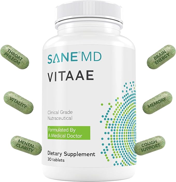 SANE MD Vitaae - Throat Phlegm Coughing and Brain Support - Citicoline Supplements for Respiratory Throat and Brain Health