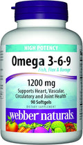 Webber Naturals Omega 3-6-9 Flaxseed Fish and Borage Oil Softgels 90 Count