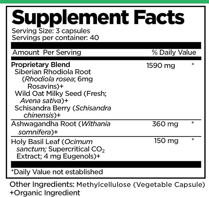 Adrenal Wellness Ashwagandha &amp More - Organic Mind Body Support by Dr. Danielle 120 Capsules