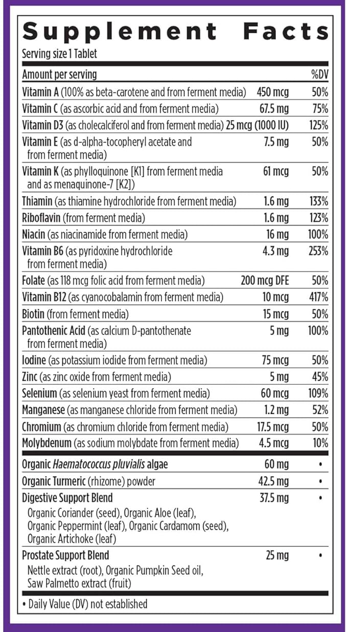 New Chapter Men’s Multivitamin 55+ Extra B6 &amp B12 D3 Astaxanthin Vitamin C &amp Zinc Immune Heart Cellular Energy and Brain Health Gentle on The Stomach One Daily Non-GMO 48 Tablets