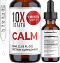 10X Health Calm L Theanine Supplement Liquid Drops - 100mg L'Theanine Drops &amp 100mg GABA Supplements to Support Nerves Calm &amp Stress - Natural Flavor 2.03 Fl oz.