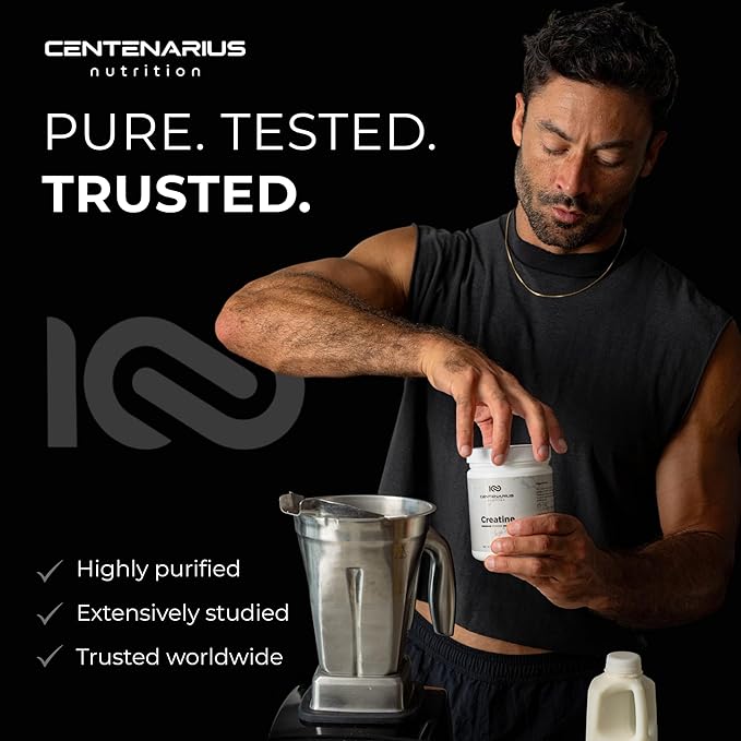 Creapure® Creatine Monohydrate Powder Unflavored 300g | Micronized Creatine Supplement for Men &amp Women Supports Strength Endurance &amp Muscle Performance | Centenarius Nutrition