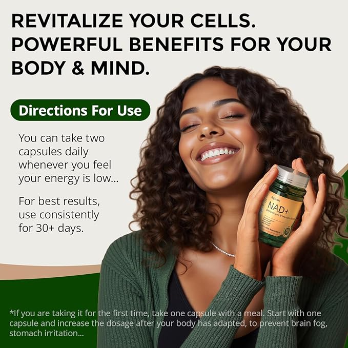 NAD Supplement for Women with Resveratrol - Supports Cellular Energy Anti-Aging &amp DNA Repair -Advanced NAD Supplement for Women &amp Men Non-GMO 30-Day Supply