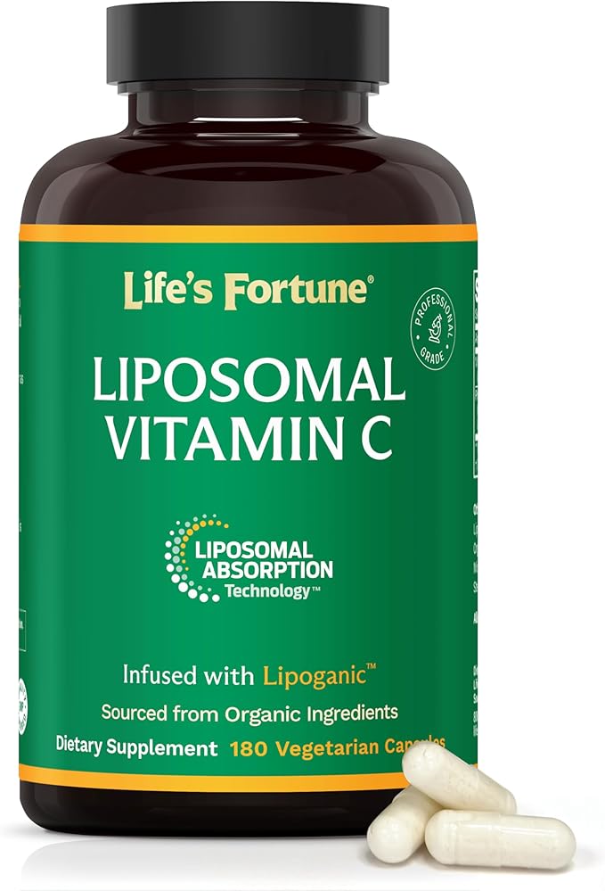 Life's Fortune Liposomal Vitamin C 2100 mg Fast Acting Absorption Higher Bioavailability Supporting Immune System High Antioxidant Supplement Formula – Collagen Booster – 180 Capsules