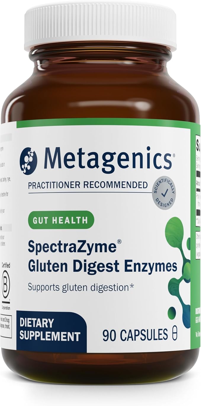 Metagenics SpectraZyme Gluten Digest Enzymes - Helps Break Down Gluten Proteins* - Supports Gut Health Bloating &amp Gas Relief* - Non-GMO Gluten-Free &amp Vegetarian - 90 Capsules