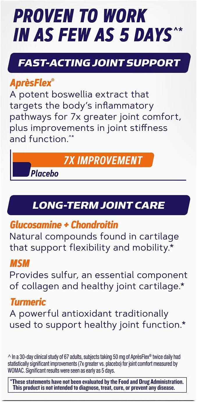 GNC TriFlex Fast-Acting 2.0 Improves Joint Comfort and Stiffness Clinical Strength Doses of Glucosamine/Chondroitin and Boswellia- Plus Turmeric 240 Caplets