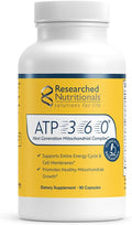 Researched Nutritionals ATP 360 - Mitochondrial Supplements to Support Entire Energy Cycle &amp Cell Membranes - Clinically Researched ATP Supplements High Dose CoQ10 R-Lipoic Acid &amp PQQ 90 Ca