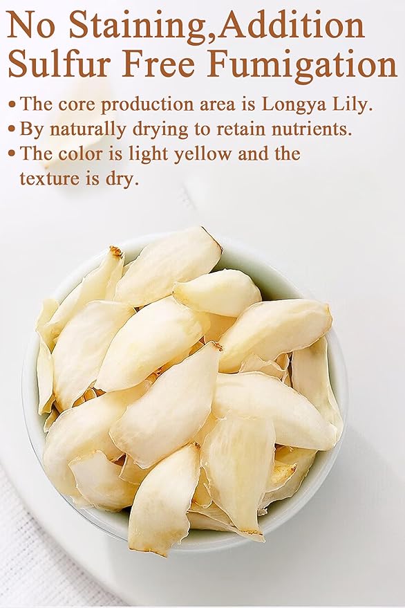 Dried Lily Bulb Bai He 8.5oz/240g Lily Bulbs for Tea Sulfur-free Making Soup and Porridge Chinese Herbal Tea百合干 龙牙百合 天然食用百合