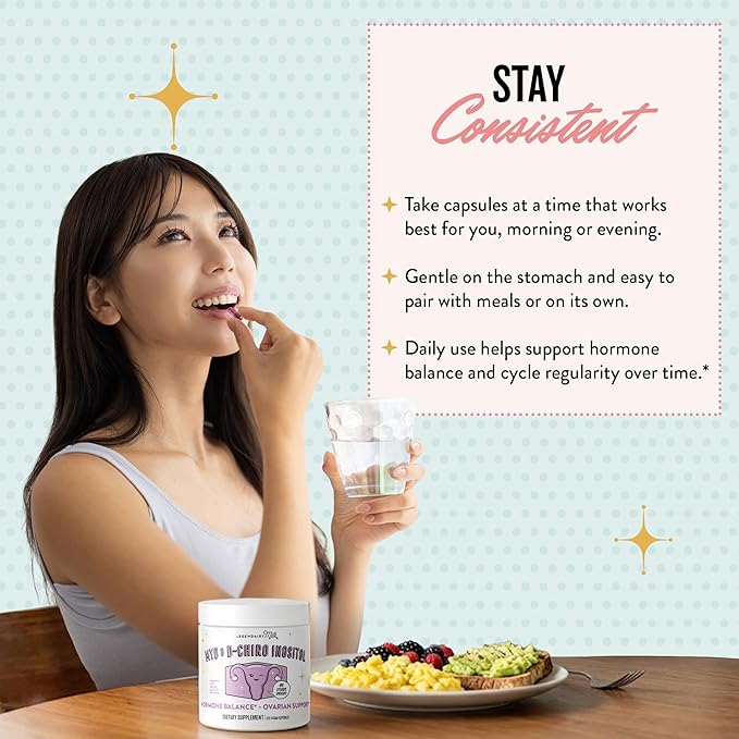 Legendairy Milk Pure Myo-Inositol &amp D-Chiro Inositol PCOS Supplements Inositol Supplement for Women Hormone Balance 40:1 Ratio Ovarian Support Fertility Supplement | 2000mg 120 Vegan Capsules