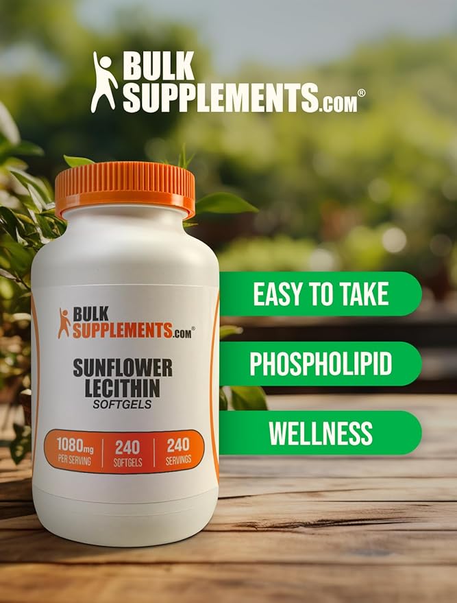 BulkSupplements.com Sunflower Lecithin Softgels - Lecithin Supplement Sunflower Lecithin 1080mg - Vitality Support Gluten 1 Softgel per Serving 240 Count (Pack of 1)