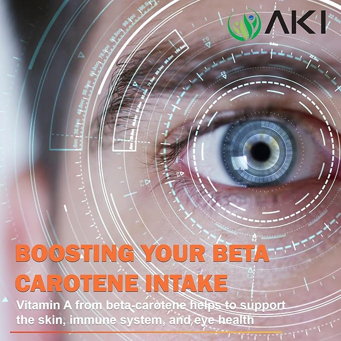 AKI Beta Carotene 10% Powder (1.5oz/42.52g) Highly Concentrated flavouring Fount of Vitamin A May Helps to Support Body Functions Skin Immune System and Eye - GMO Free &amp Vegan Friendly