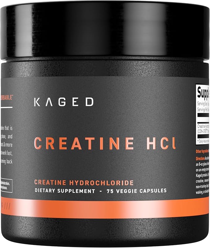 Kaged Creatine HCl Capsules | 7X Concentrated vs Mono | Muscle Building &amp Recovery | High Absorption | No Bloating | Creatine for Men &amp Women | Vegan Gluten Free | Unflavored | 75 Servings